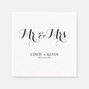 Personalized Calligraphy Mr and Mrs Wedding Paper Napkin