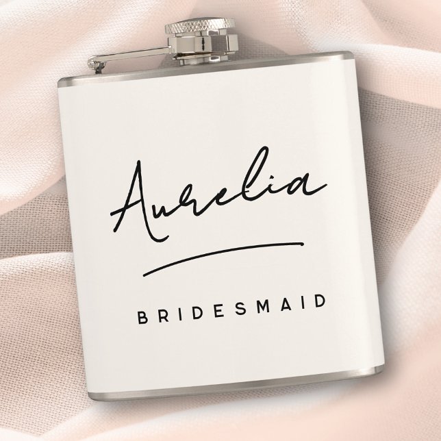 Personalized Calligraphy Name Ivory Bachelorette Hip Flask (Creator Uploaded)