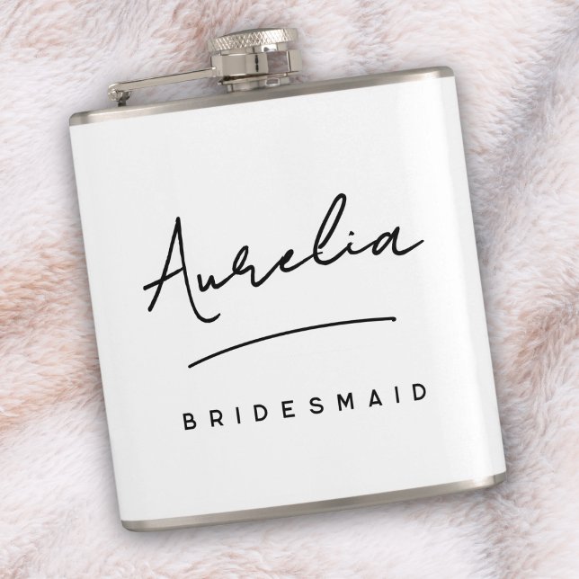 Personalized Calligraphy Name Pink Bachelorette Hip Flask (Creator Uploaded)