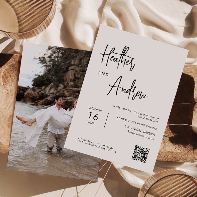 Personalized Calligraphy QR Code Wedding Invitation (Creator Uploaded)