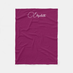 Personalized Calligraphy Script Name Wine Colour Fleece Blanket