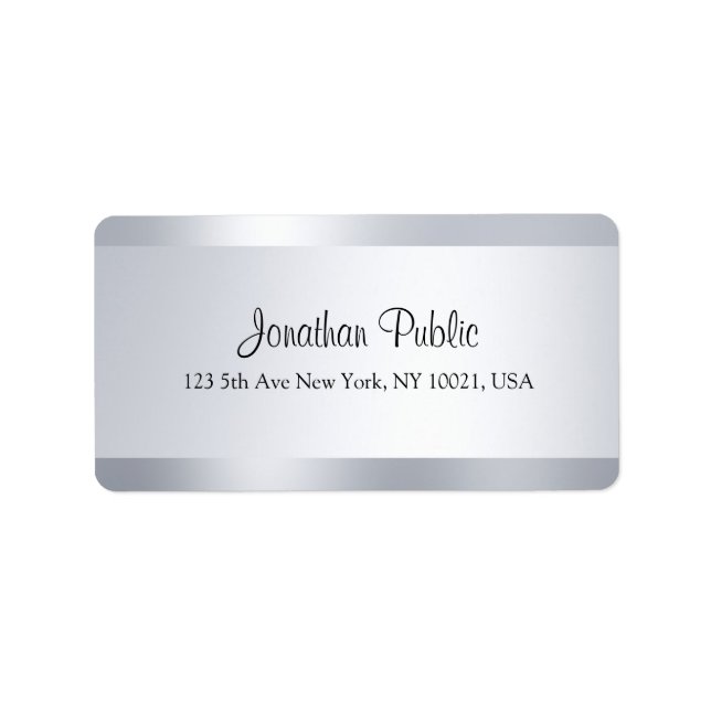 Personalized Calligraphy Script Silver Template Label (Front)