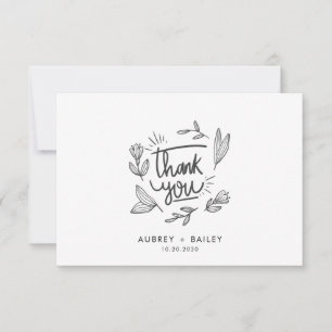 Personalized Calligraphy Wedding Thank You Ornate  Card