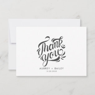 Personalized Calligraphy Wedding Thank You Ornate  Card