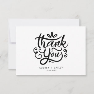 Personalized Calligraphy Wedding Thank You Ornate  Card