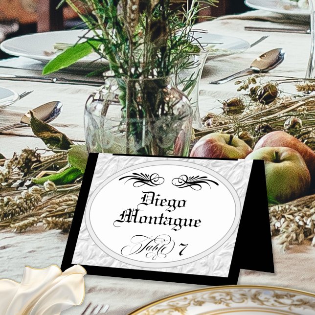 Personalized Calligraphy - White/Black Place Card (Creator Uploaded)