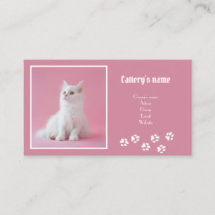 Personalized Calling Card For Cattery Soft Pink