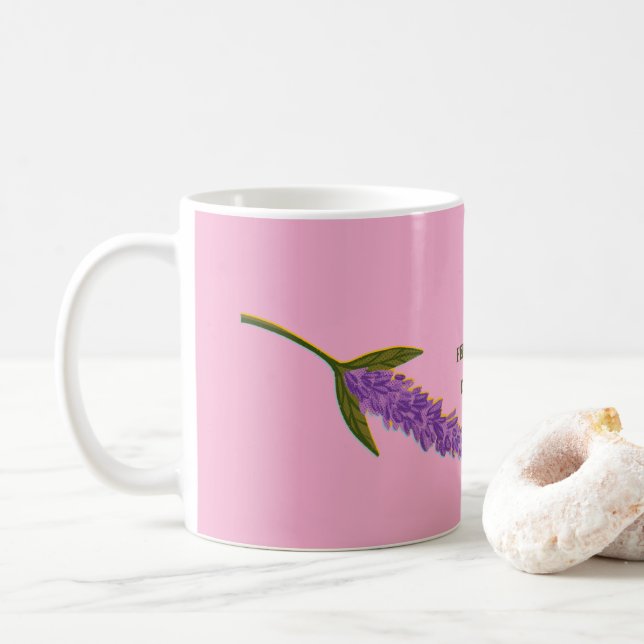 Personalized Calm & Serenity Floral Aesthetic Pink Coffee Mug (With Donut)