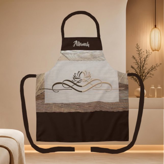 Personalized Calming Linen Bamboo Lotus Flower  Apron (Creator Uploaded)