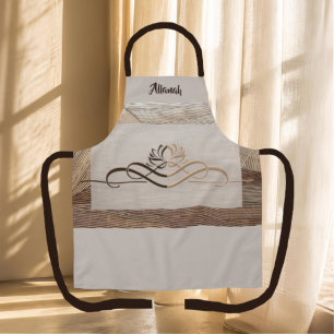 Personalized Calming Linen Bamboo Lotus Flower Apron