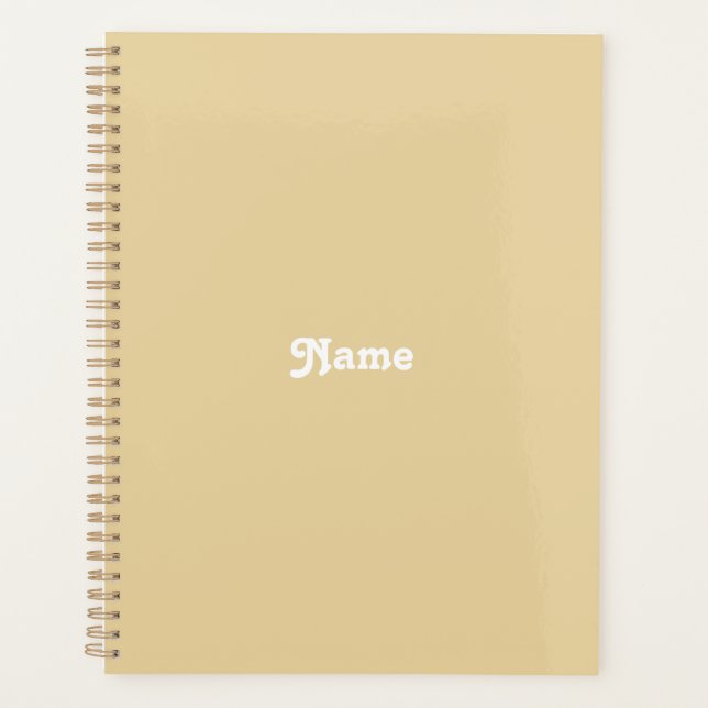Personalized camel beige custom name monogram year planner (Front)