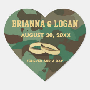 Personalized Camo Heart Wedding Cake Seal