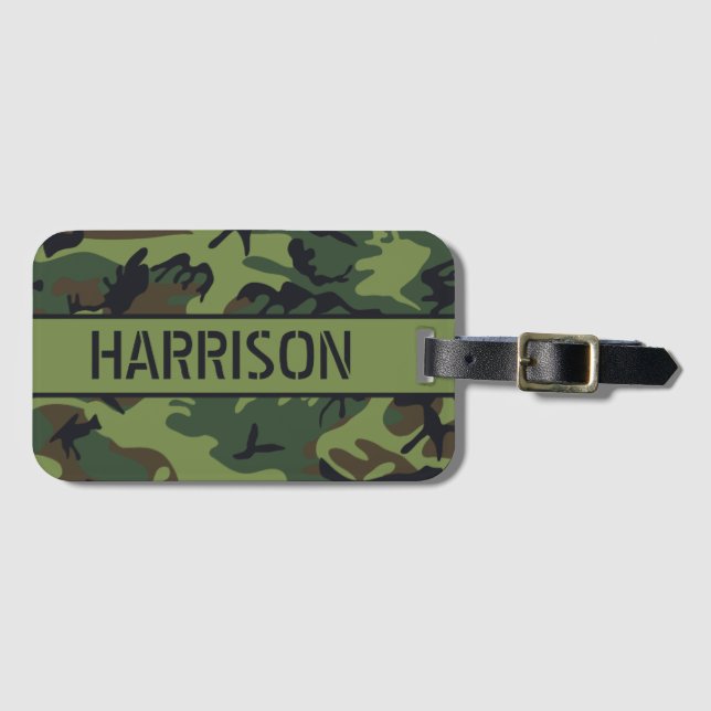 Personalized Camo Luggage Tag (Front Horizontal)