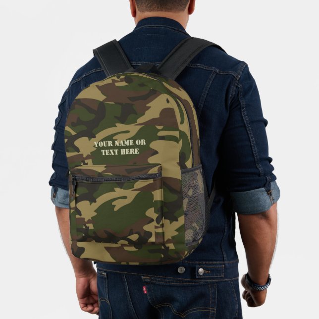 Personalized Camo Military Green Boys Mens Printed Backpack (Insitu (Model))