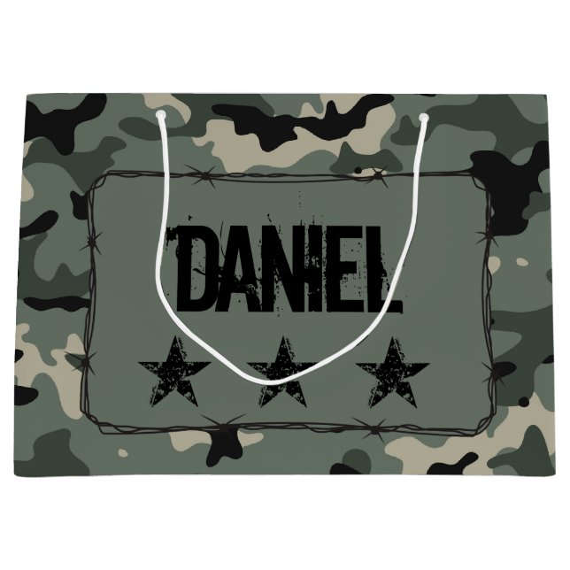 Personalized Camouflage Large Gift Bag (Front)