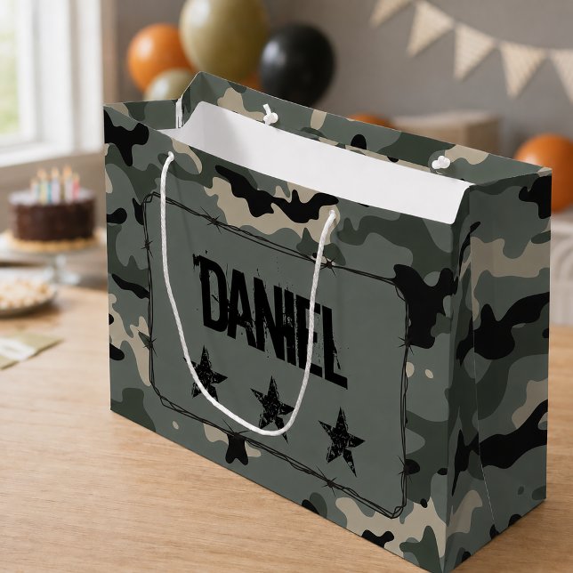 Personalized Camouflage Large Gift Bag (Personalized Military Gift Bag)