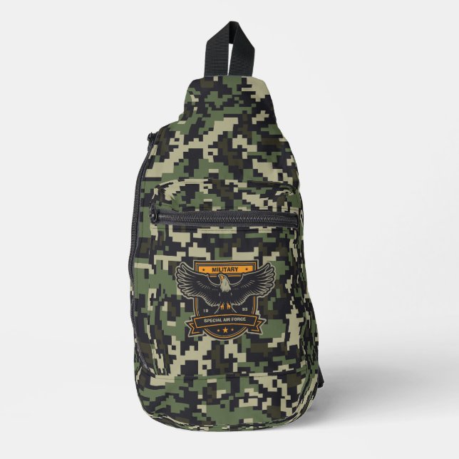 Personalized Camouflage Military-Style  Sling Bag (Front)