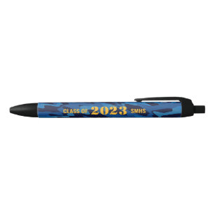 Personalized Camouflage Navy Blue Black Ink Pen
