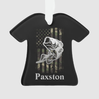 Personalized Camouflage USA Flag Bass Fishing Ornament