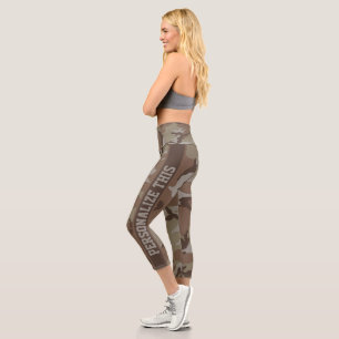 Personalized Camouflaged Brown Pattern Capri Leggings