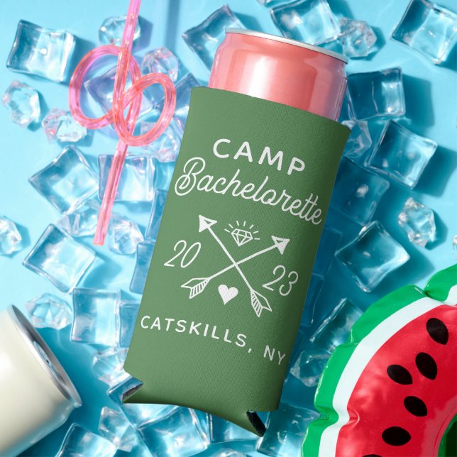 Personalized Camp Bach Crew Bachelorette Seltzer Can Cooler (In Situ Summer)