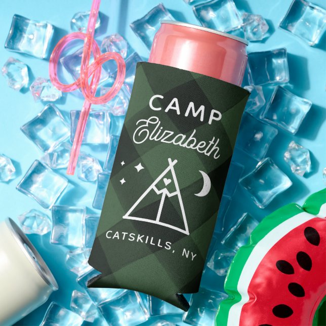 Personalized Camp Bachelorette Flannel  Seltzer Can Cooler (In Situ Summer)
