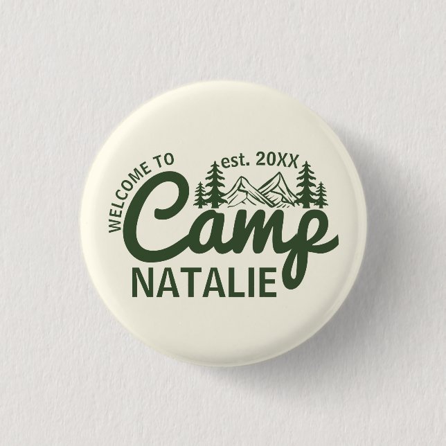 Personalized Camp Bachelorette Party Bridesmaids 1 Inch Round Button (Front)