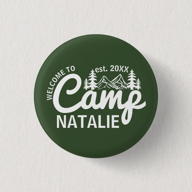 Personalized Camp Bachelorette Party Bridesmaids 1 Inch Round Button (Front)