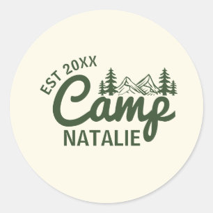 Personalized Camp Bachelorette Party Bridesmaids Classic Round Sticker