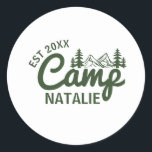 Personalized Camp Bachelorette Party Bridesmaids Classic Round Sticker<br><div class="desc">Add a touch of adventure and personalization to your special celebration with these Personalized Camp Bachelorette Party Bridesmaids Classic Round Stickers. Designed with a retro summer camp vibe, these stickers are the perfect finishing touch for your "Last Trail Before the Veil" theme. Whether you're planning a mountain getaway or lakeside...</div>