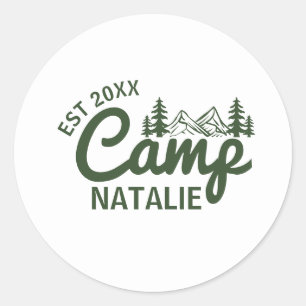 Personalized Camp Bachelorette Party Bridesmaids Classic Round Sticker
