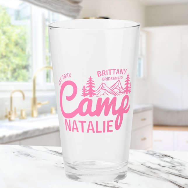 Personalized Camp Bachelorette Party Bridesmaids Glass (Creator Uploaded)