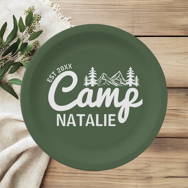 Personalized Camp Bachelorette Party Bridesmaids Paper Plate (Creator Uploaded)