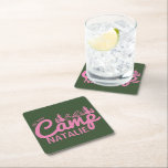 Personalized Camp Bachelorette Party Bridesmaids Square Paper Coaster<br><div class="desc">Add a splash of colour to your mountain camp bachelorette celebration with our "Pink and Green Personalized Camp Bachelorette Party Bridesmaids Square Paper Coaster." These custom coasters are the perfect blend of style and functionality, serving as both practical party favours and charming decorations for your camp-themed event. Designed to match...</div>