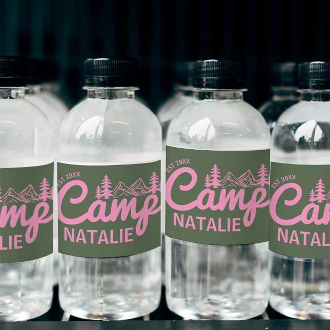 Personalized Camp Bachelorette Party Bridesmaids Water Bottle Label (Creator Uploaded)