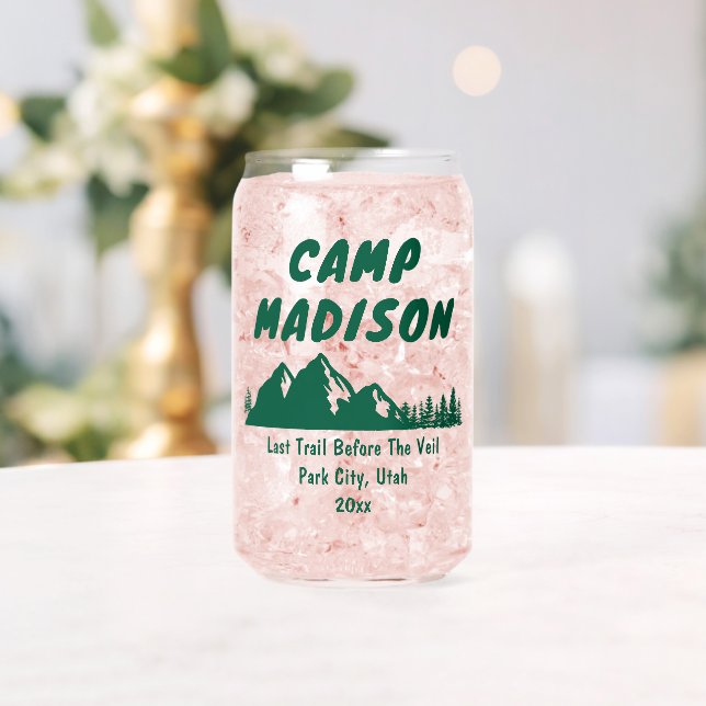 Personalized Camp Bachelorette Party Gift for Her Can Glass (Insitu (Wedding))