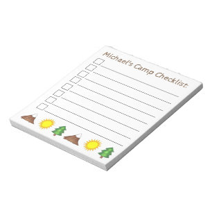 Personalized Camp Checklist Sun Tree Mountain Notepad