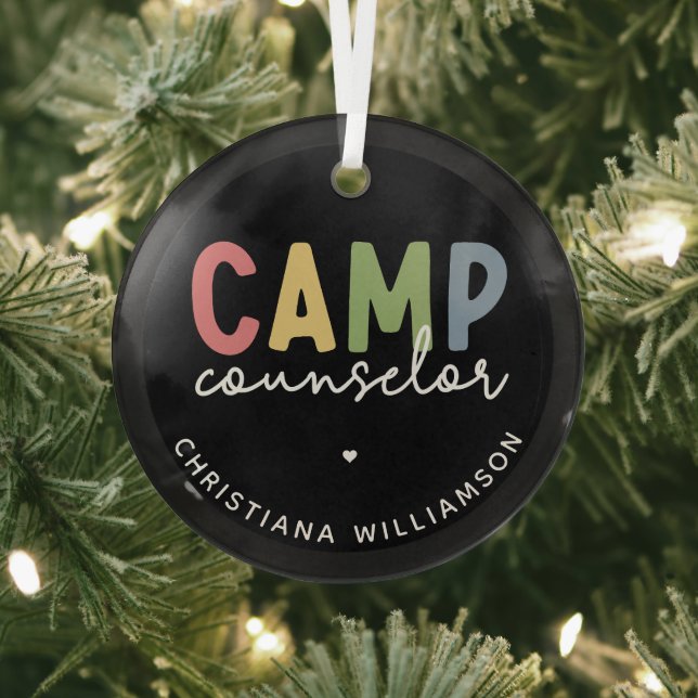 Personalized Camp Counsellor Gifts Glass Ornament (Insitu)
