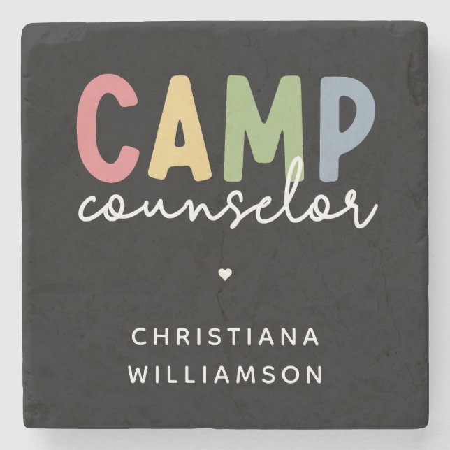 Personalized Camp Counsellor Gifts Stone Coaster (Front)