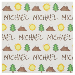 Personalized Camp Mountain Climbing Sun Tree Fabric