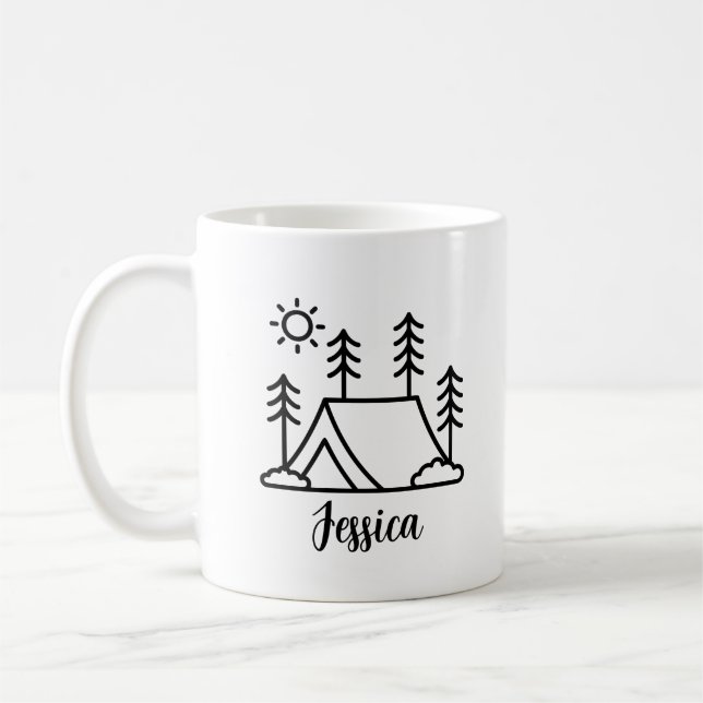 Personalized camp mug, personalized campfire mug,  coffee mug (Left)