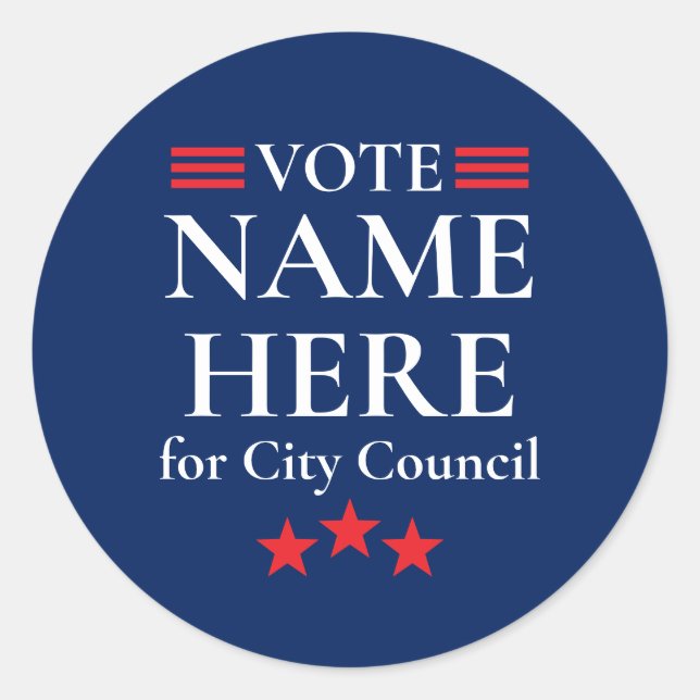 Personalized Campaign Election Classic Round Sticker (Front)