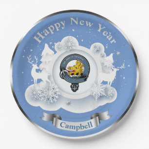 Personalized Campbell Clan Badge Winter Paper Plat Paper Plate
