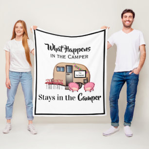 Personalized Camper/Flamingo Fleece Blanket