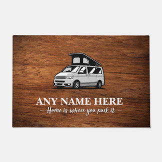 Personalized Camper van Brown door mat