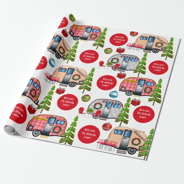 Personalized Campers Christmas Wrapping Paper (Unrolled)