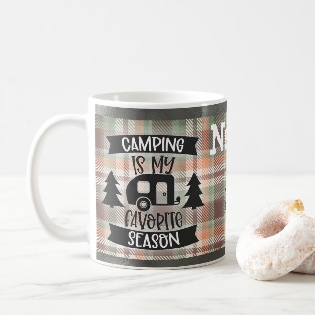 Personalized Camping Camper Design Coffee Mug Cup (With Donut)