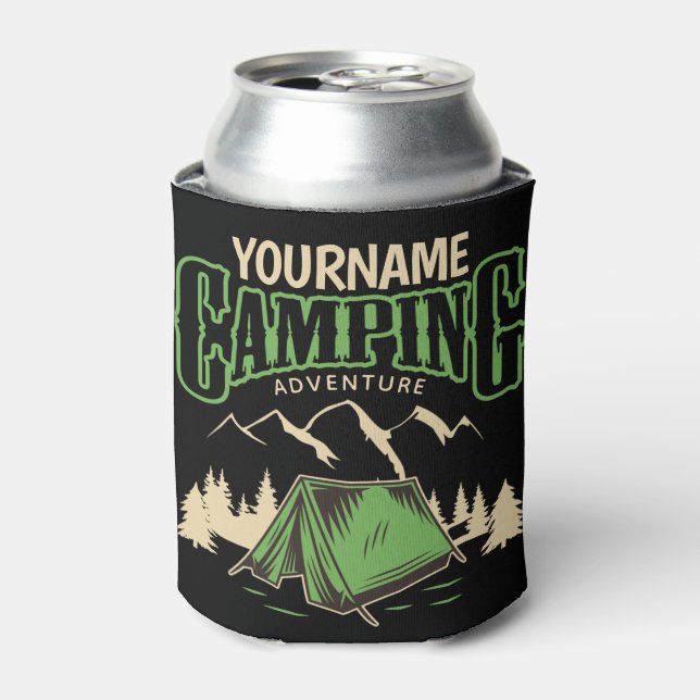 Personalized Camping Family Camp Trip Adventure  Can Cooler (Can Front)