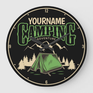 Personalized Camping Family Camp Trip Adventure Large Clock