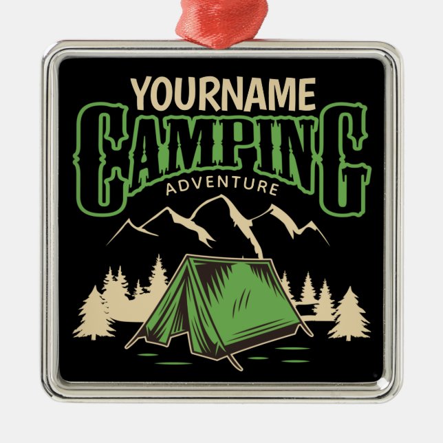 Personalized Camping Family Camp Trip Adventure  Metal Ornament (Front)